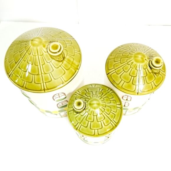 Vintage Parisian cottages 3 canister set - Picture 9 of 13